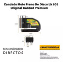 Candado Para Moto Freno Disco + Alarma
